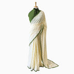 Woven Mul Chanderi Saree Saree Off-White & Green Mul Chanderi Saree
