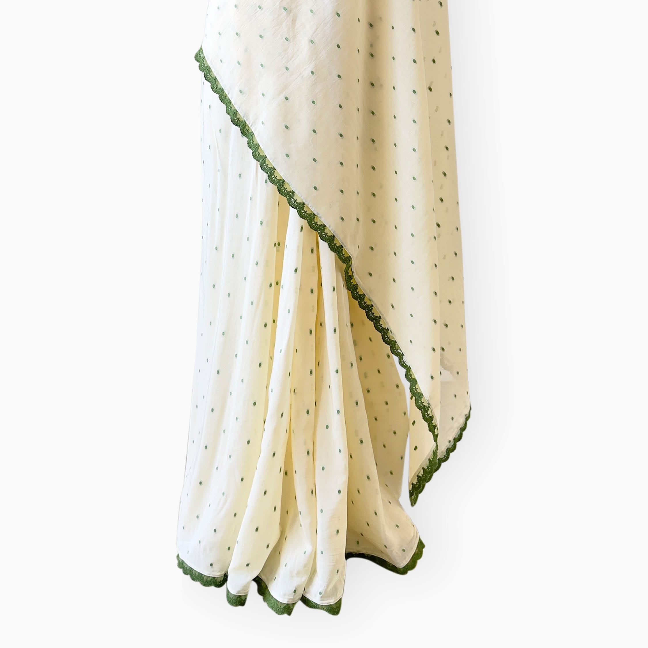 Woven Mul Chanderi Saree Saree Off-White & Green Mul Chanderi Saree