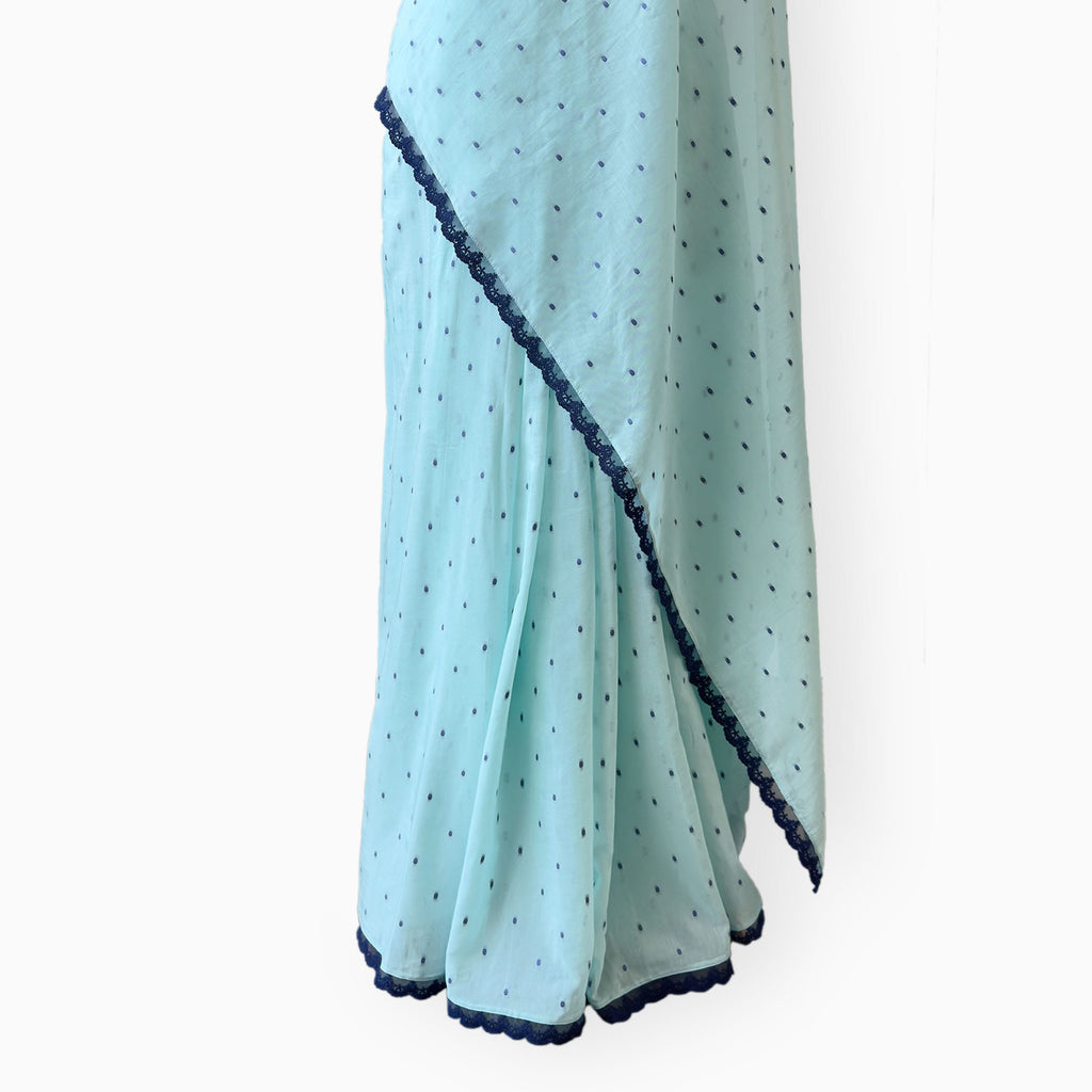 Woven Mul Chanderi Saree Saree Sky Blue & Indigo Mul Chanderi Saree