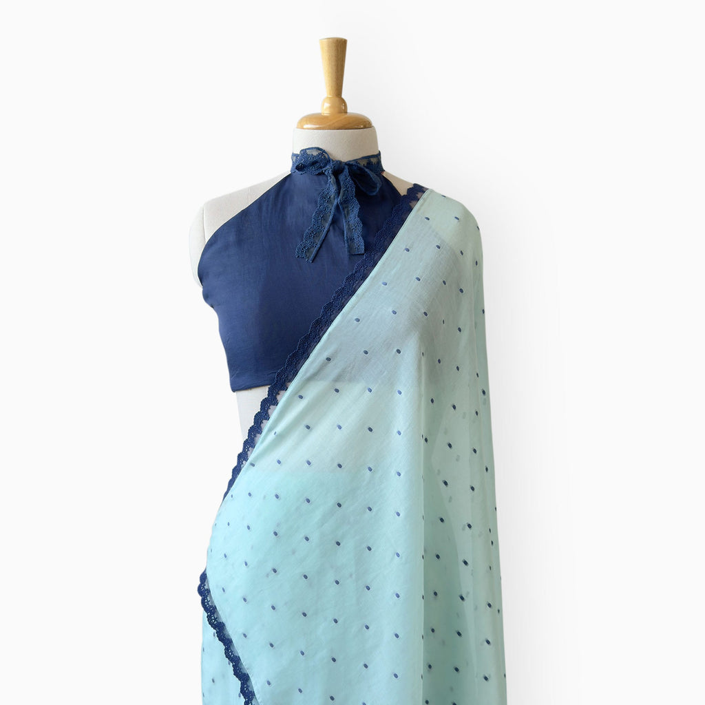 Woven Mul Chanderi Saree Saree Sky Blue & Indigo Mul Chanderi Saree