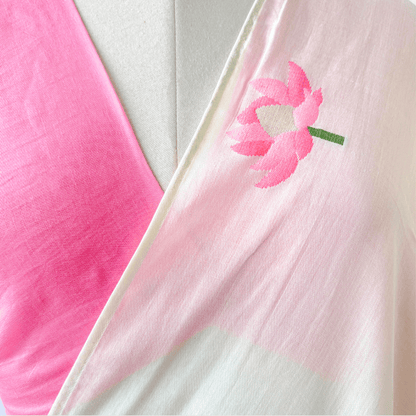 Woven Saree Saree Off-White & Pink The Sweet Lotus Jamdani Woven Pure Mul Cotton Saree With Unstitched Blouse Piece