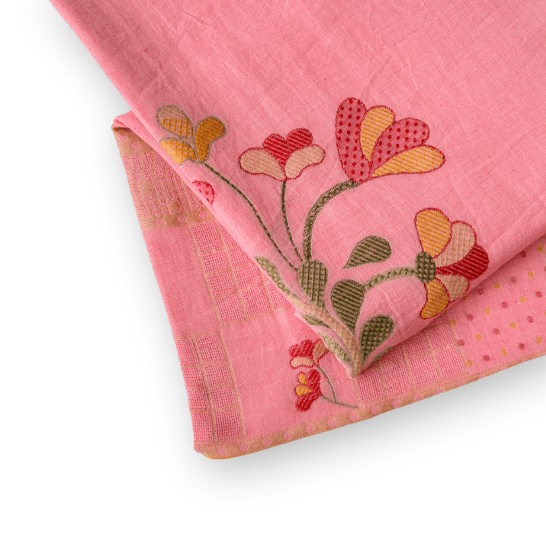 Woven Suit Set Unstitched Suit Bright Pink Blushing Blooms Woven Pure Linen Kurta Fabric (2.5 Meters) | and Cotton Pyjama (2.5 Meters) | Unstitched Combo Set