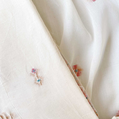 Woven Suit Set Unstitched Suit Off-White & Rose Gold Dhakai Wrinkle Jamdani Woven Pure Cotton Unstitched Suit Set