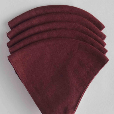 Essentials by Fabric Pandit Merlot Red Colour Adjustable Triple Layer Cotton Linen Mask (pack of 5)