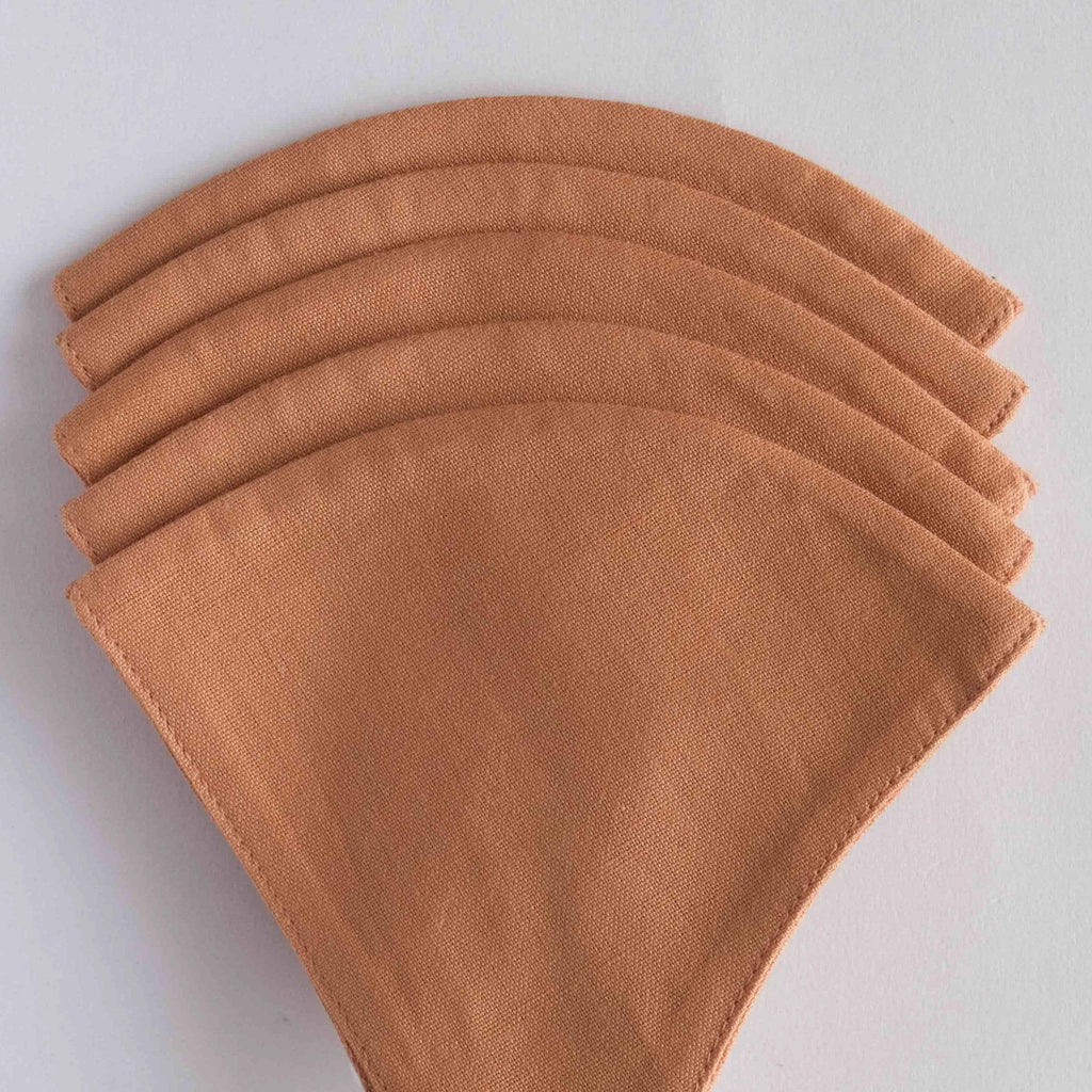 Fabric Pandit Copper Brown Colour Adjustable Triple Layer Cotton Linen Mask (pack of 5)