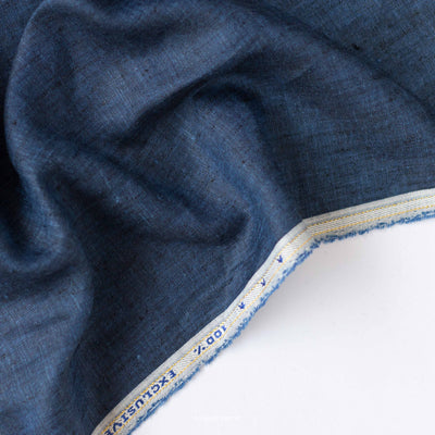 Fabric Pandit Cut Piece 0.25M (CUT PIECE) Dark Blue Color Plain Yarn Dyed 60 Lea Pure Linen Fabric (58 Inches)
