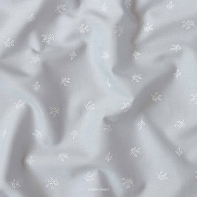 Fabric Pandit Cut Piece 0.25M (CUT PIECE) Hawkes Blue Color Leaf Flower Pattern Block Printed Cotton Linen Fabric ( Width 42 Inches)