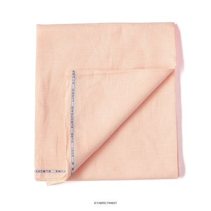 Fabric Pandit Cut Piece 0.25M (CUT PIECE) Pastel peach Plain Premium 60 Lea Pure Linen Fabric (Width 58 inch)