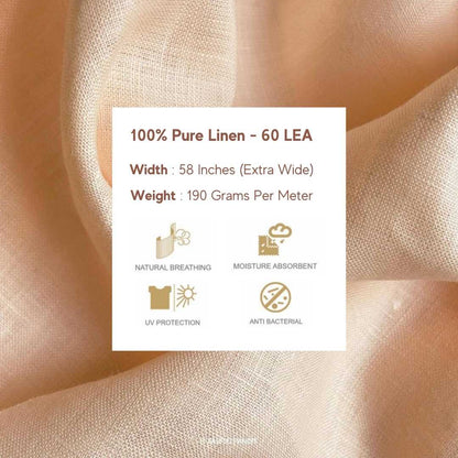 Fabric Pandit Cut Piece 0.25M (CUT PIECE) Pastel peach Plain Premium 60 Lea Pure Linen Fabric (Width 58 inch)