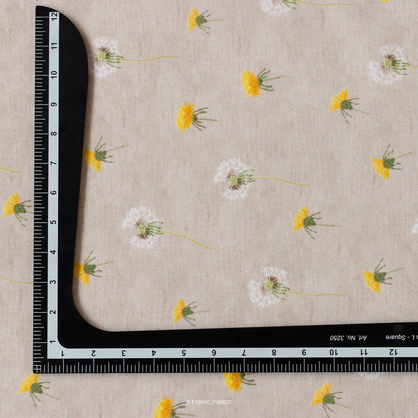 Fabric Pandit Cut Piece 0.25M (CUT PIECE) Yellow And White Pollen Flower Digital Printed Linen Neps Fabric (Width 44 Inches)