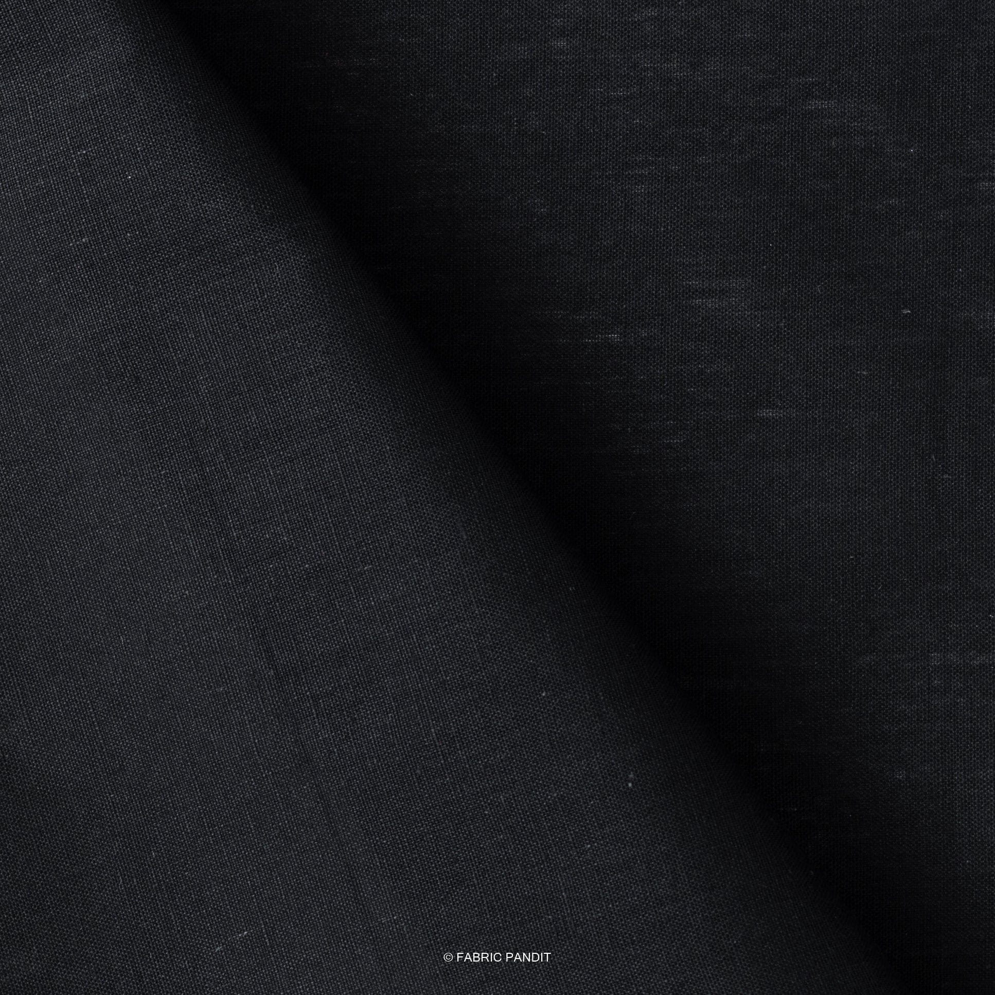 Fabric Pandit Cut Piece 0.75M (CUT PIECE) Jade Black Pure Cotton Linen Fabric (Width 42 Inches)