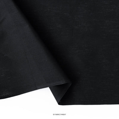 Fabric Pandit Cut Piece 0.75M (CUT PIECE) Jade Black Pure Cotton Linen Fabric (Width 42 Inches)