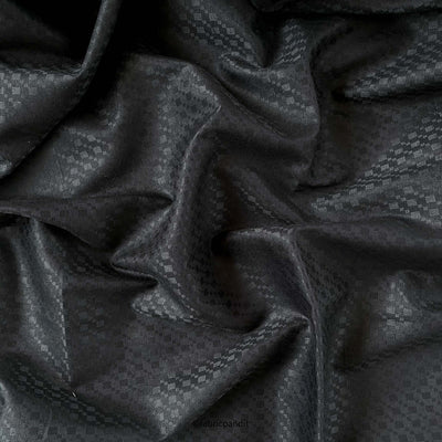 Fabric Pandit Cut Piece (CUT PIECE) Black Abstract Geometric Checks Cotton Satin Dobby Luxury Fabrics (Width 58 Inches)