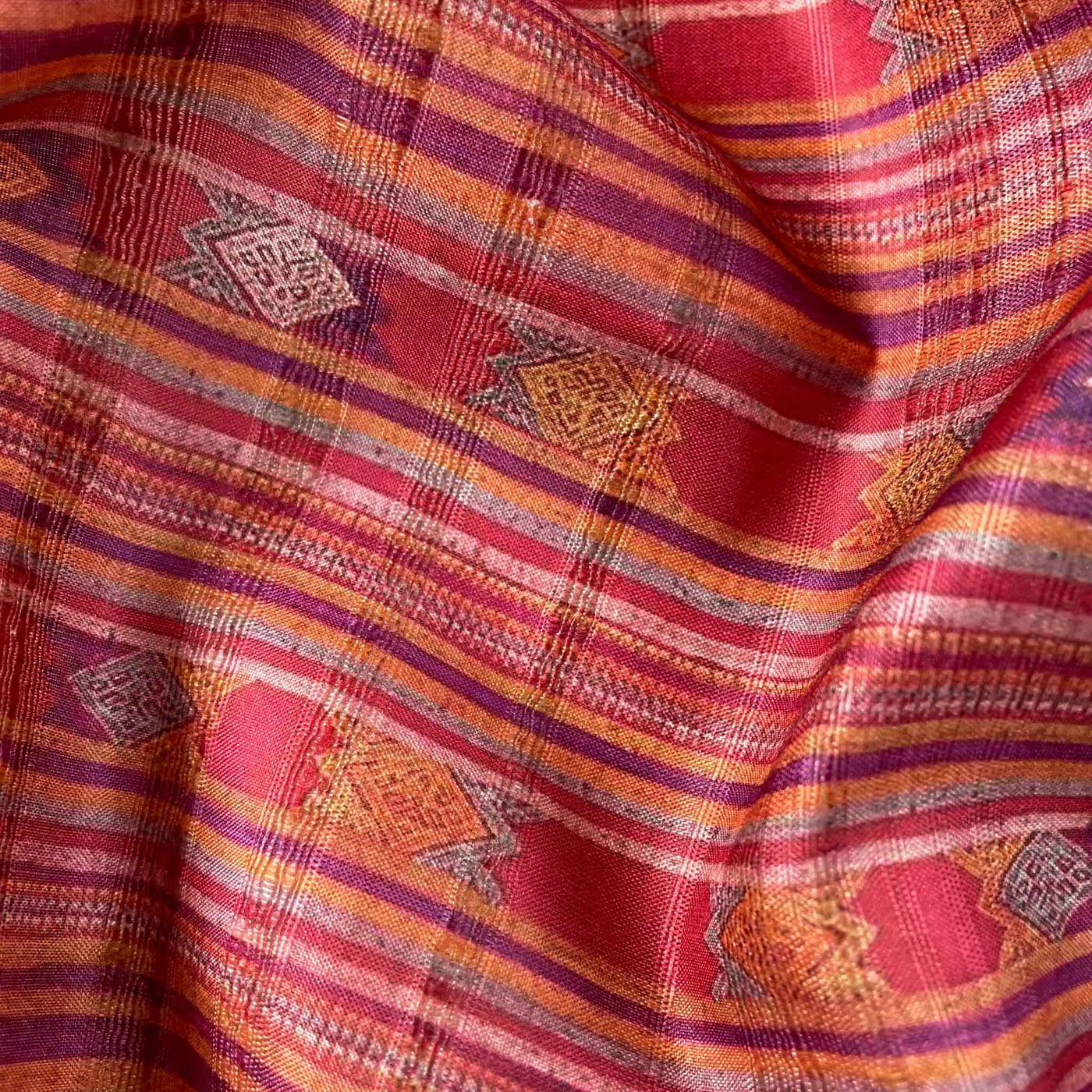 Fabric Pandit Cut Piece (CUT PIECE) Blooming Orange Tribal African Art Digital Printed Tussar Silk Fabric (Width 44 Inches)