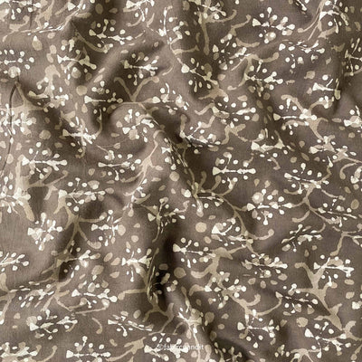 Fabric Pandit Cut Piece (Cut Piece) Brown Indigo Dabu Natural Dyed Abstract & Floral Pattern Hand Block Printed Cotton Fabric (Width 43 inches)