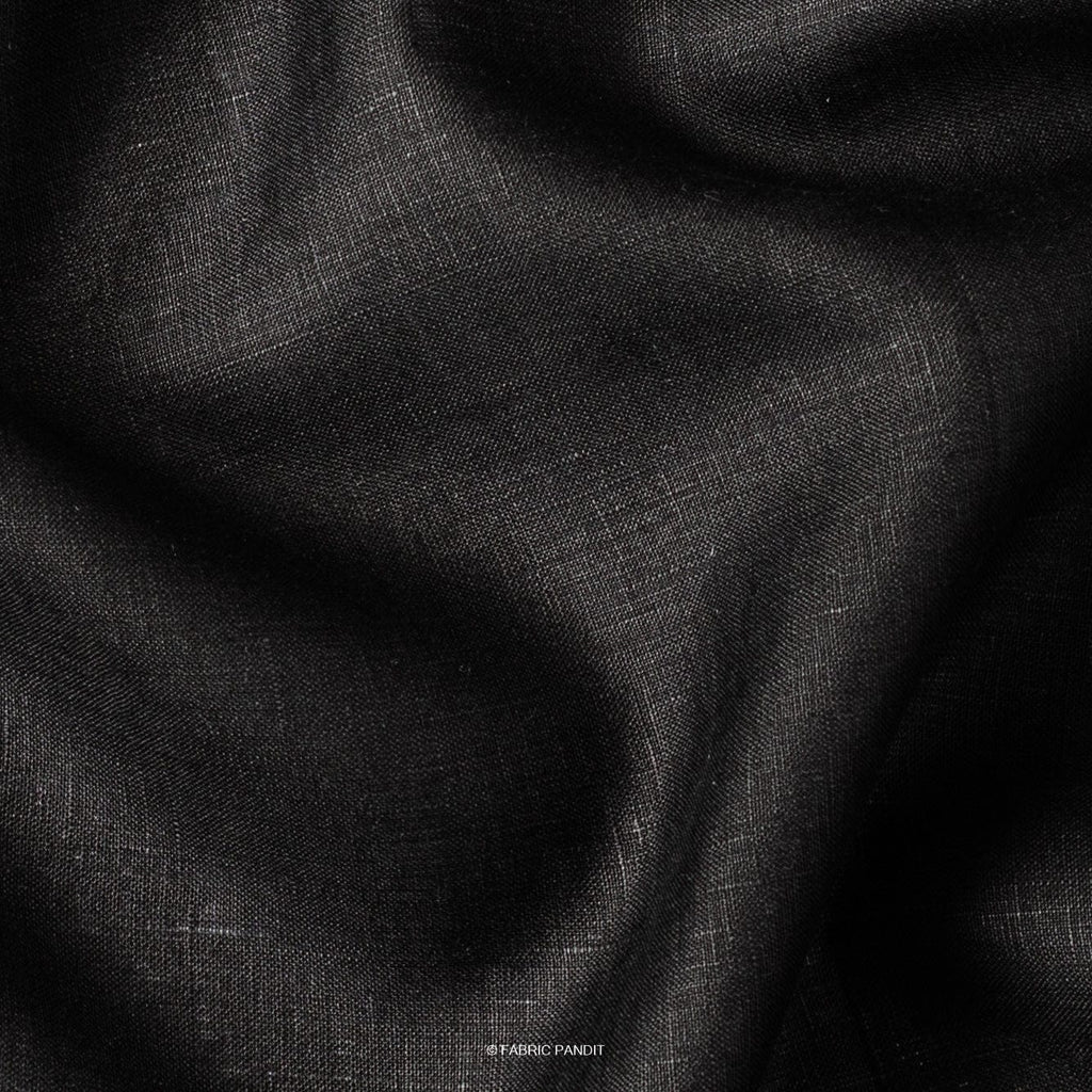 Fabric Pandit Cut Piece (Cut Piece) Carbon Black Plain Premium 60 Lea Pure Linen Fabric (Width 58 inch)