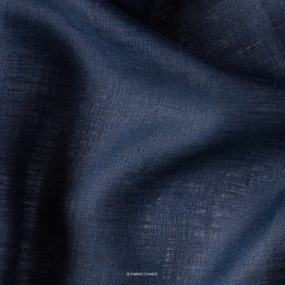 Fabric Pandit Cut Piece (CUT PIECE) Denim blue Plain Premium 60 Lea Pure Linen Fabric (Width 58 inch)