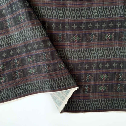 Fabric Pandit Cut Piece (CUT PIECE) Dusty Black and Maroon Tribal African Stripes Digital Printed Tussar Silk Fabric (Width 44 Inches)