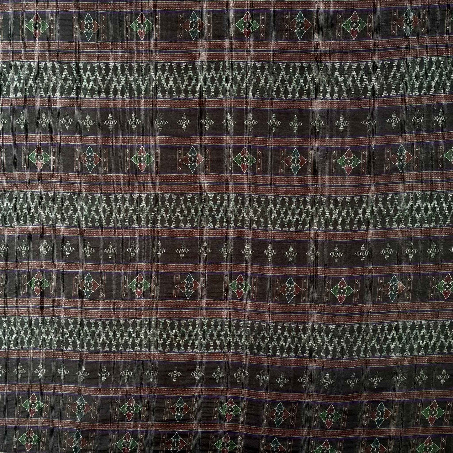 Fabric Pandit Cut Piece (CUT PIECE) Dusty Black and Maroon Tribal African Stripes Digital Printed Tussar Silk Fabric (Width 44 Inches)