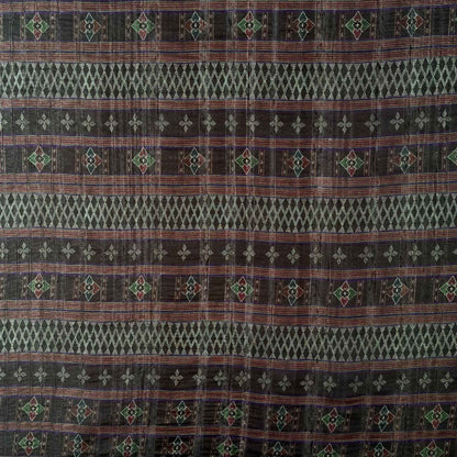 Fabric Pandit Cut Piece (CUT PIECE) Dusty Black and Maroon Tribal African Stripes Digital Printed Tussar Silk Fabric (Width 44 Inches)