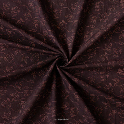 Fabric Pandit Cut Piece (CUT PIECE) Dusty Brown Bandhani Floral Vines Discharge Print Pure Cotton Fabric (Width 45 Inches)