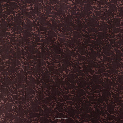 Fabric Pandit Cut Piece (CUT PIECE) Dusty Brown Bandhani Floral Vines Discharge Print Pure Cotton Fabric (Width 45 Inches)