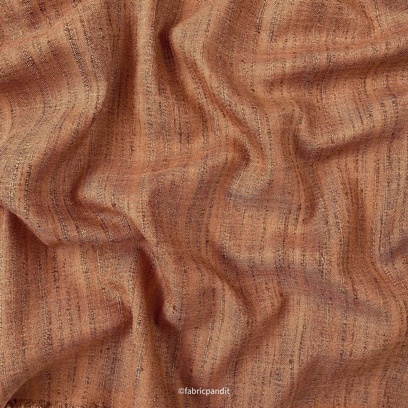 Fabric Pandit Cut Piece (CUT PIECE) Dusty Ocher Color Bhagalpuri Woven Cotton Slub Kurta Fabric (Width 58 Inches)