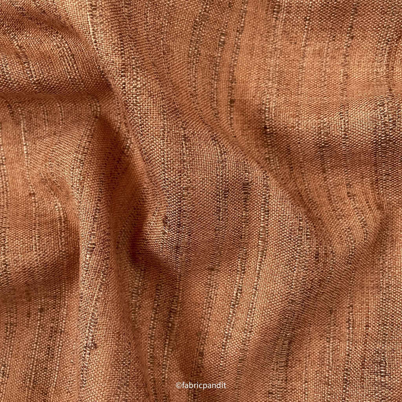 Fabric Pandit Cut Piece (CUT PIECE) Dusty Ocher Color Bhagalpuri Woven Cotton Slub Kurta Fabric (Width 58 Inches)