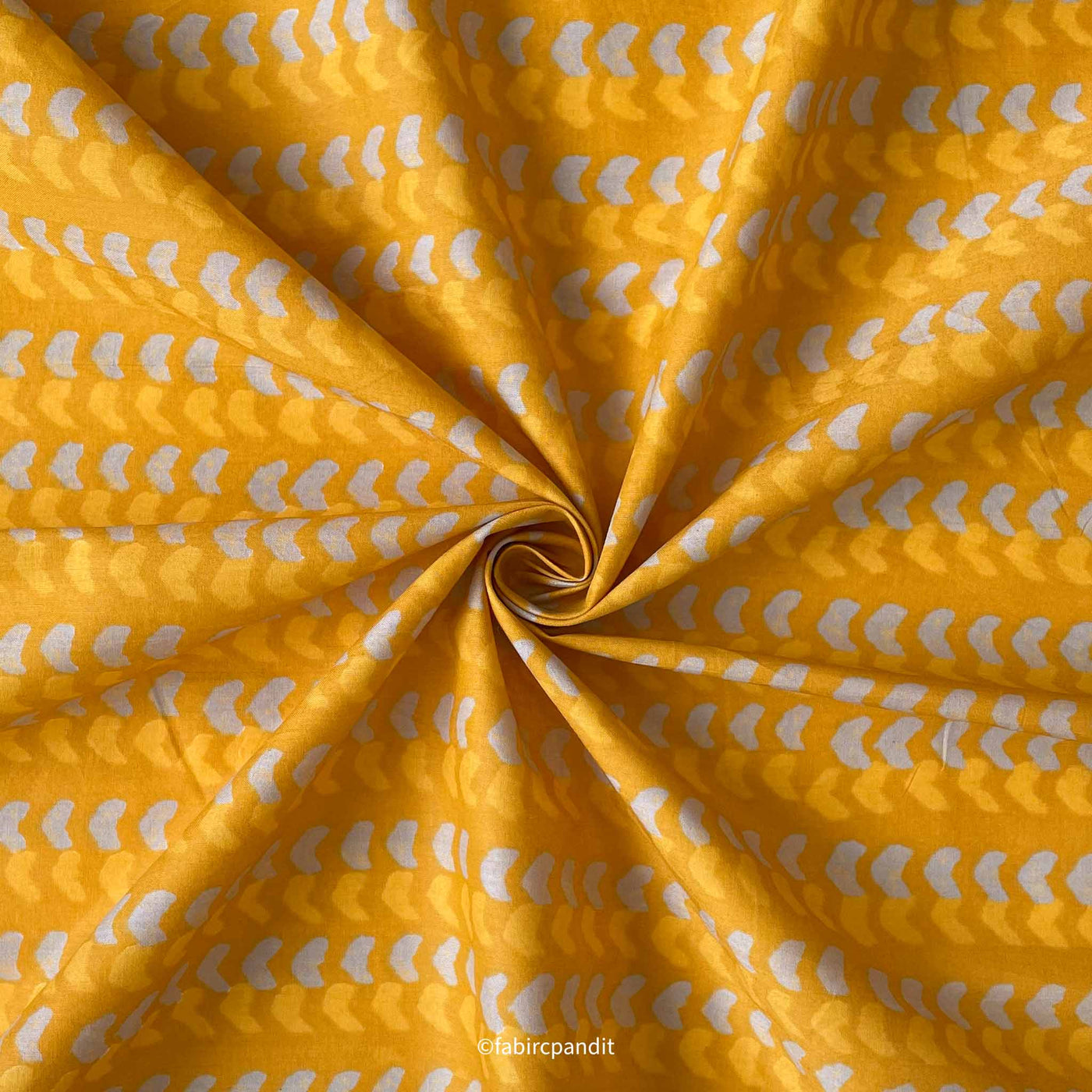 Fabric Pandit Cut Piece (Cut Piece) Dusty Yellow and Grey Geometric Stripes Hand Block Printed Pure Cotton Fabric (Width 43 inches)