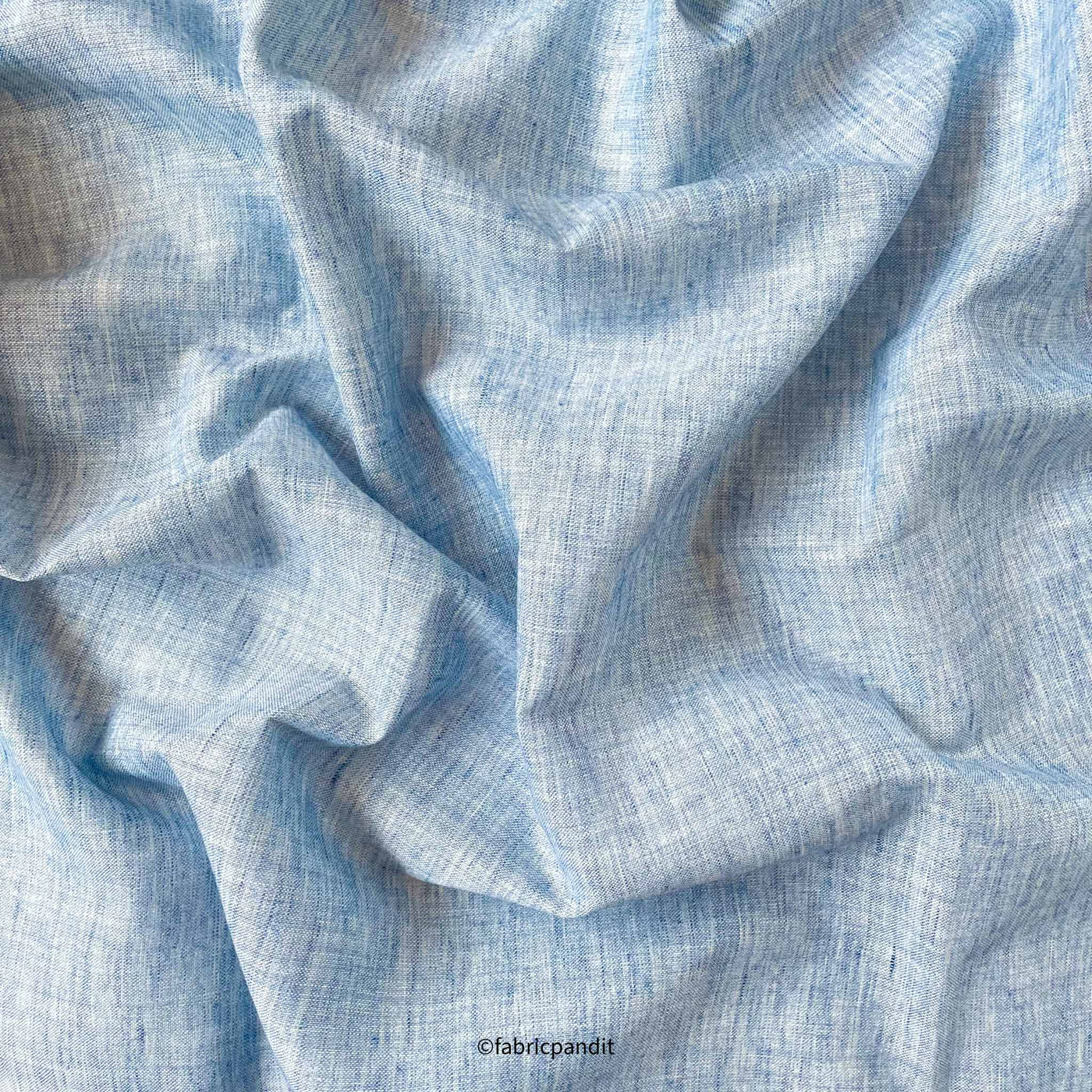 Fabric Pandit Cut Piece (CUT PIECE) Faded Denim Blue Textured Yarn Dyed Linen Fabric (Width 58 Inches)