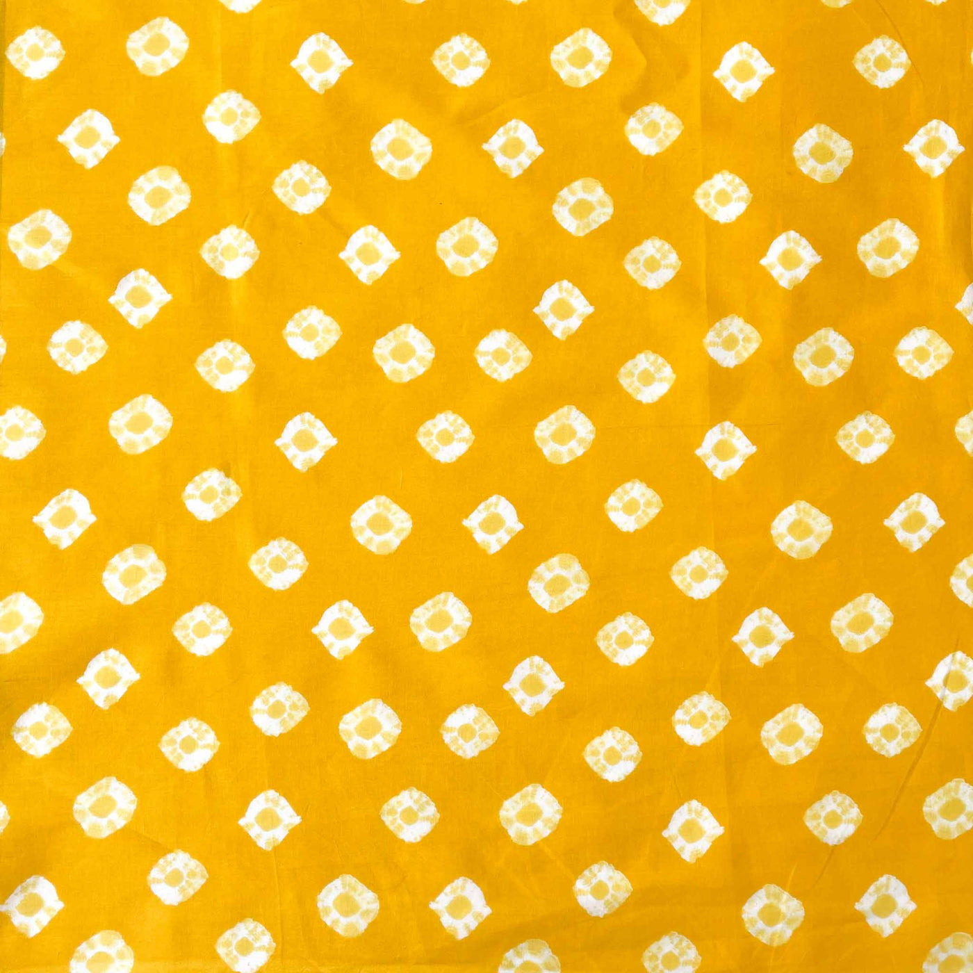 Fabric Pandit Cut Piece (CUT PIECE) Happy Yellow Batik Natural Dyed Diamond Rings Hand Block Printed Pure Cotton Fabric Width (43 inches)