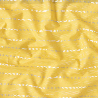 Fabric Pandit Cut Piece (CUT PIECE) Honey Yellow Geometric Stripes and Glitter Hand Block Printed Pure Cotton Cambric Fabric Width (43 Inches)