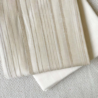 Fabric Pandit Cut Piece (CUT PIECE) Khaki Color Dobby Stripes Tussar Silk Kurta Fabric (Width 4 inches)