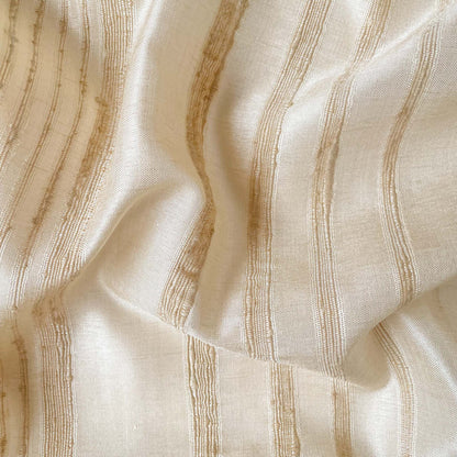 Fabric Pandit Cut Piece (CUT PIECE) Khaki Color Dobby Stripes Tussar Silk Kurta Fabric (Width 4 inches)