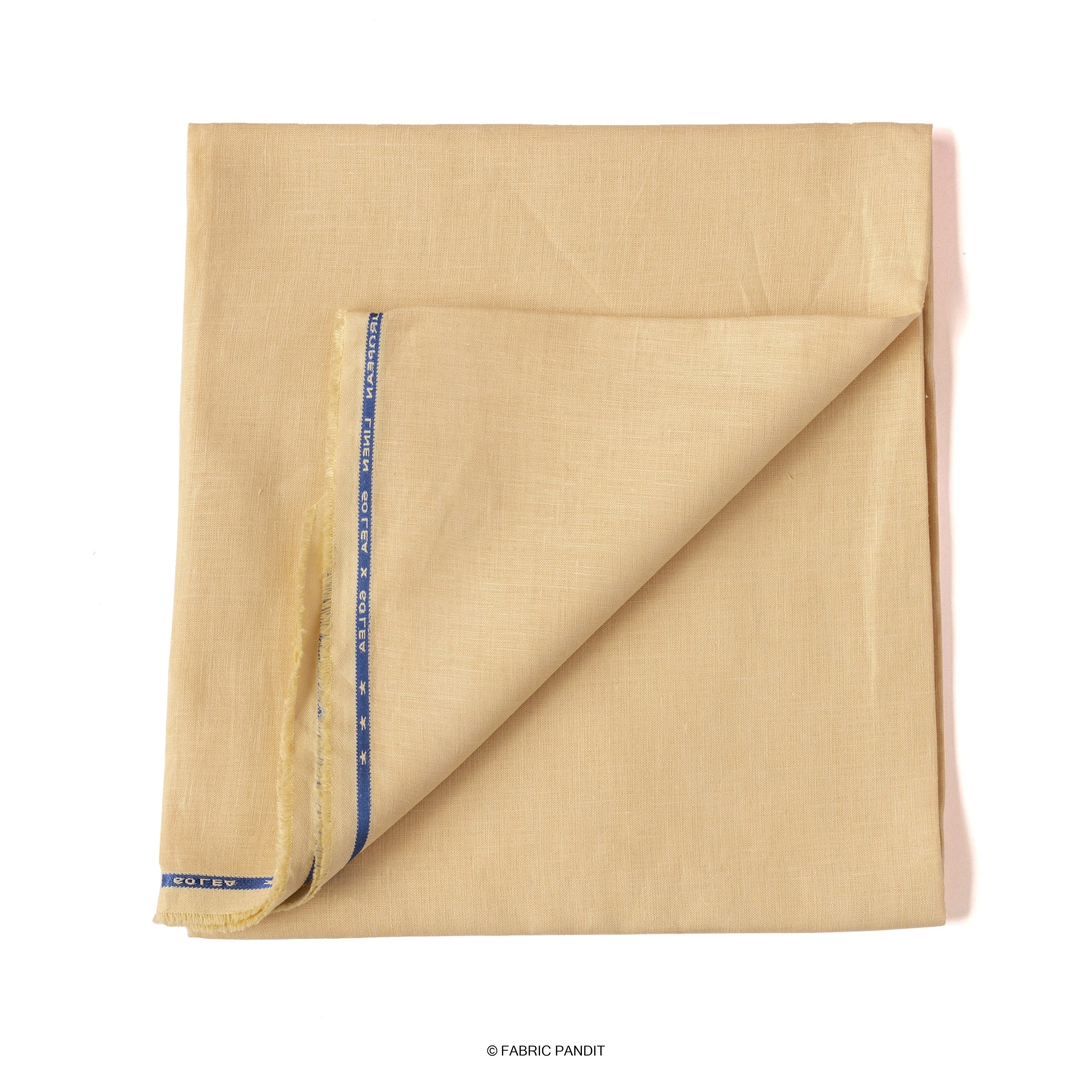 Fabric Pandit Cut Piece (CUT PIECE) Khaki Plain Premium 60 Lea Pure Linen Fabric (Width 58 inch)