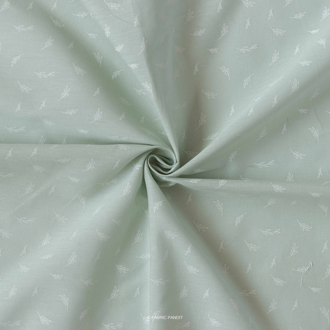 Fabric Pandit Cut Piece (CUT PIECE) Light Aqua Marine Color Block Printed Cotton Linen Fabric (Width 42 Inches)