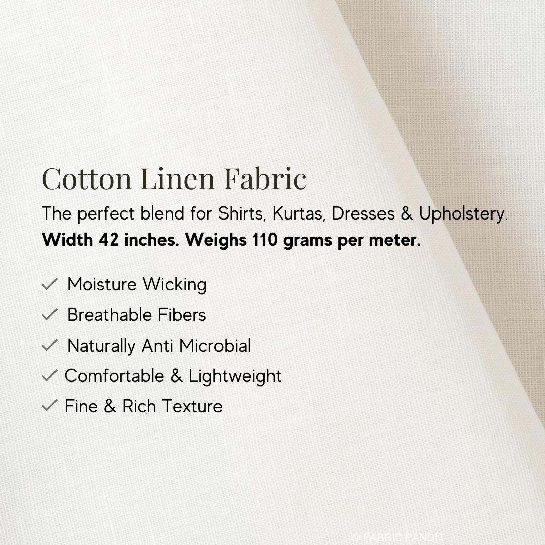 Fabric Pandit Cut Piece (CUT PIECE) Light Aqua Marine Color Block Printed Cotton Linen Fabric (Width 42 Inches)