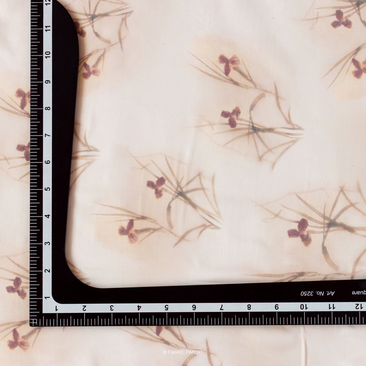Fabric Pandit Cut Piece (CUT PIECE) Light Brown Daisy Bunch Digital Printed Taby silk Fabric (Width 44 Inches)