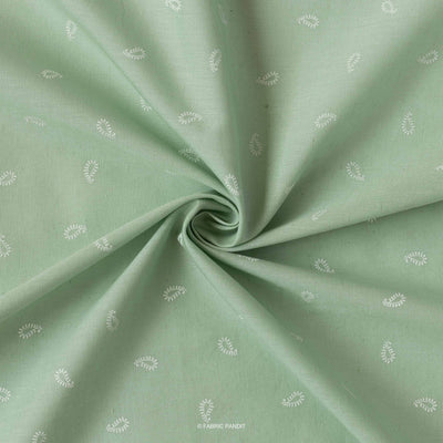 Fabric Pandit Cut Piece (CUT PIECE) Magic Mint Color Paisely Pattern Block Printed Cotton Linen Fabric ( Width 42 Inches)