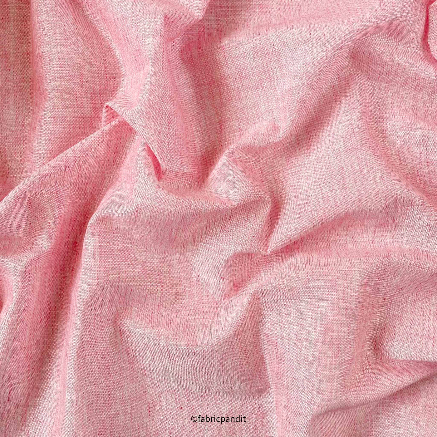 Fabric Pandit Cut Piece (CUT PIECE) Men's Blooming Pink Textured Yarn Dyed Linen Shirting Fabric (Width 58 Inches)