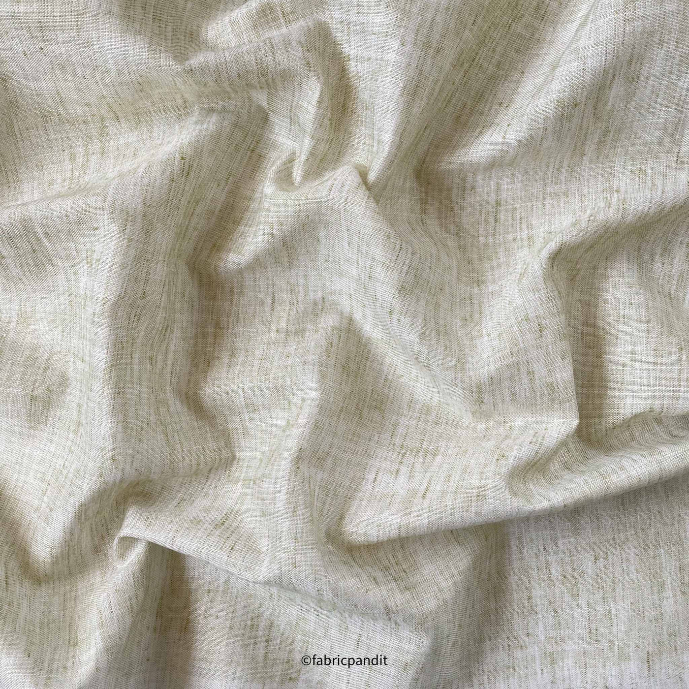 Fabric Pandit Cut Piece (CUT PIECE) Men's Fresh Green Textured Yarn Dyed Linen Shirting Fabric (Width 58 Inches)