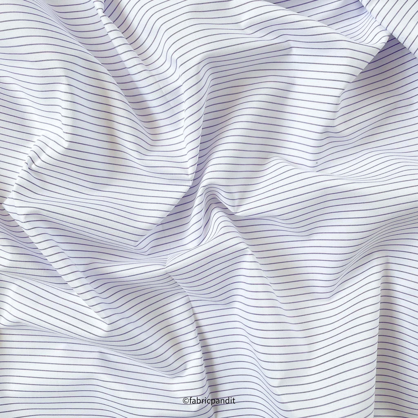 Fabric Pandit Cut Piece (CUT PIECE) Men's White & Lilac Stripes Pattern Pure Cotton Shirting Fabric (Width 58 Inches)