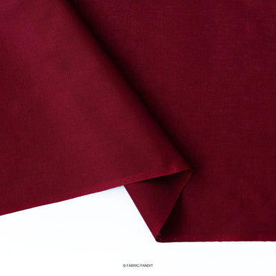 Fabric Pandit Cut Piece (CUT PIECE) Merlot Red Color Pure Cotton Linen Fabric (Width 42 Inches)