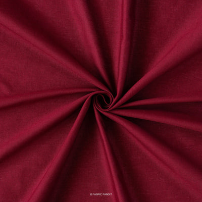 Fabric Pandit Cut Piece (CUT PIECE) Merlot Red Color Pure Cotton Linen Fabric (Width 58 Inches)