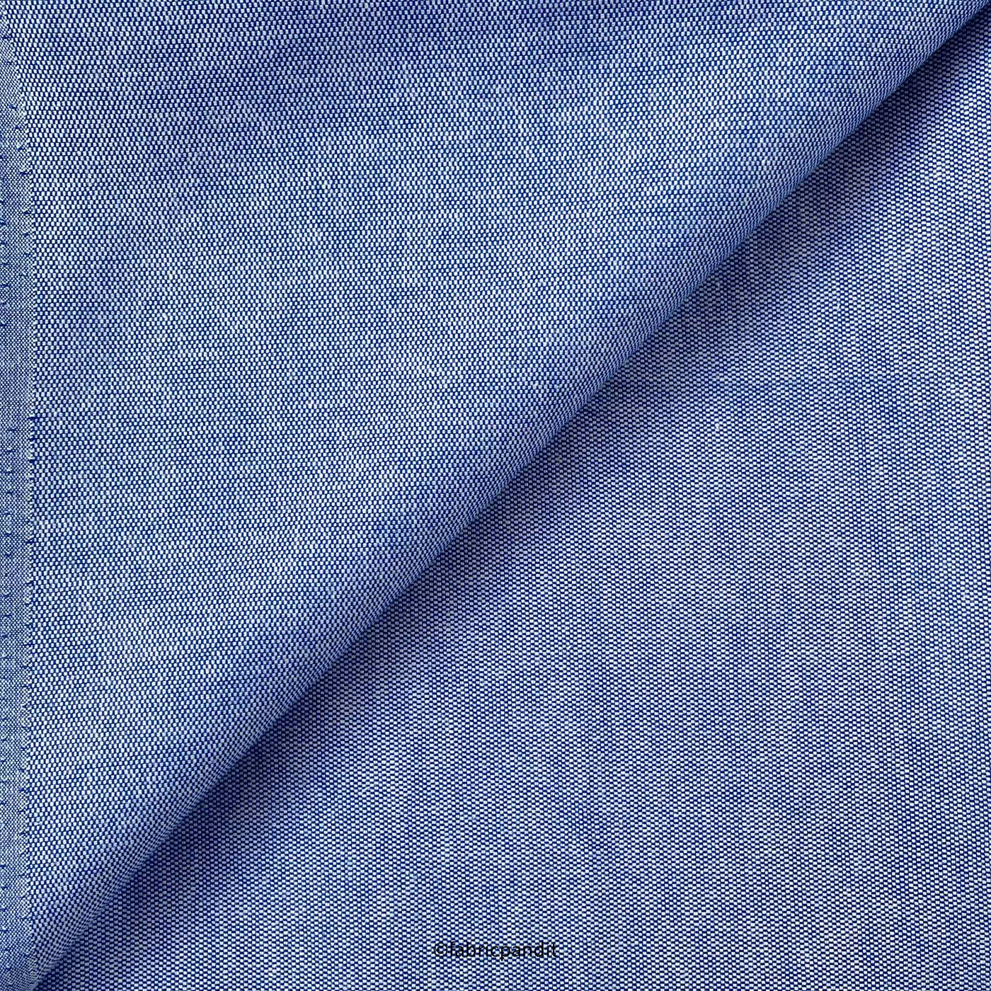 Fabric Pandit Cut Piece (CUT PIECE) Metalic Blue Premium Oxford Cotton Fabric (Width 58 Inches)