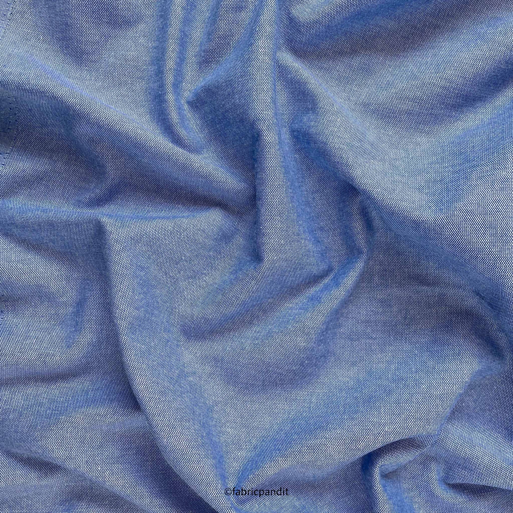 Fabric Pandit Cut Piece (CUT PIECE) Metalic Blue Premium Oxford Cotton Fabric (Width 58 Inches)