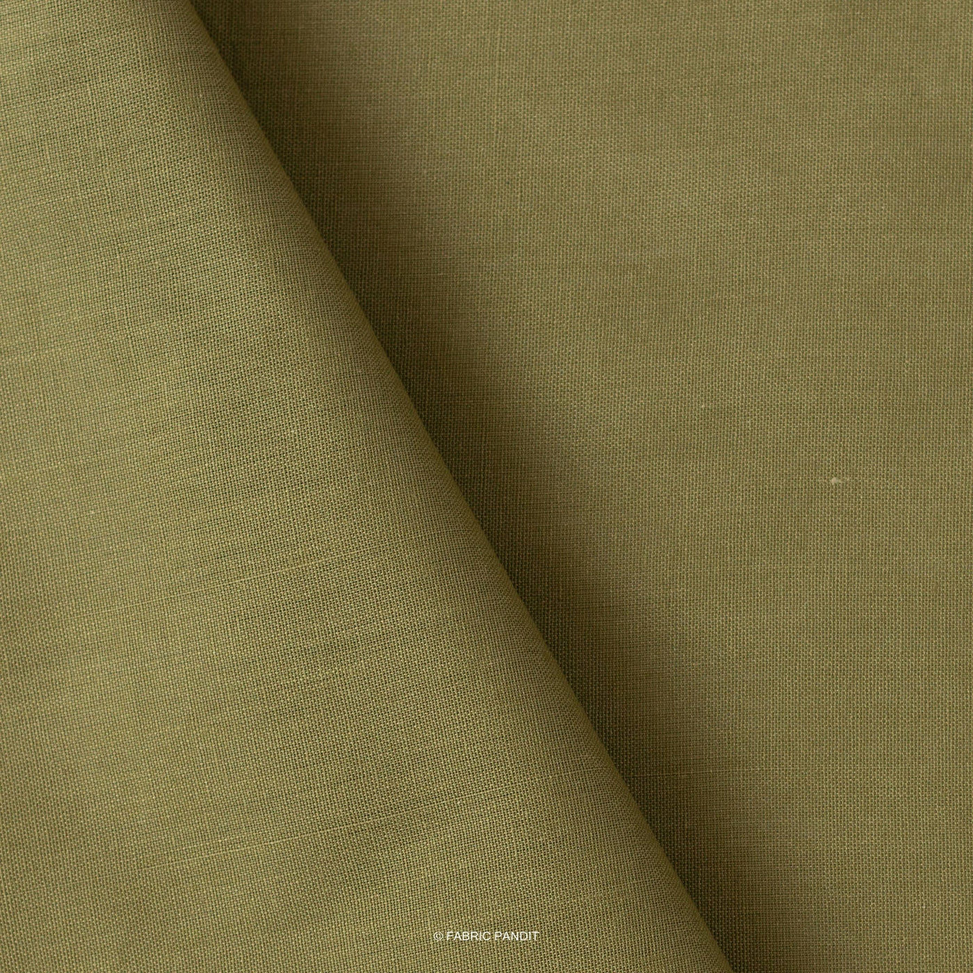 Fabric Pandit Cut Piece (CUT PIECE) Military Green Color Pure Cotton Linen Fabric  (Width 58 Inches)