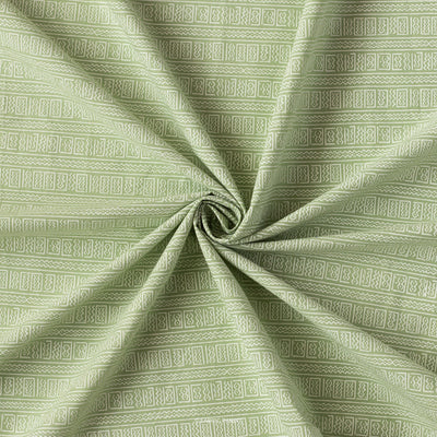 Fabric Pandit Cut Piece (CUT PIECE) Mint Green Abstract Stripes Pattern Screen Printed Pure Cotton Cambric Fabric Width (43 Inches)