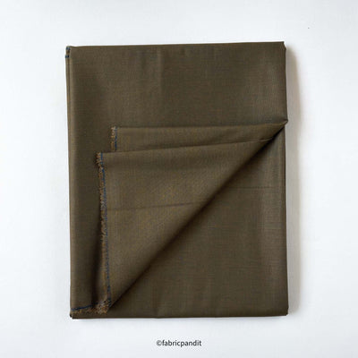 Fabric Pandit Cut Piece (CUT PIECE) Mud Green Cotton Chambray Fabric (Width 58 Inches)