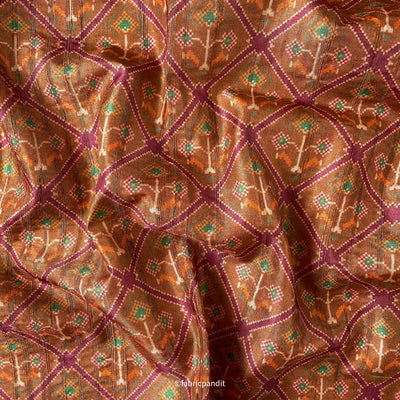 Fabric Pandit Cut Piece (CUT PIECE) Noble Rust Patola Digital Printed Tussar Silk Fabric (Width 44 Inches)